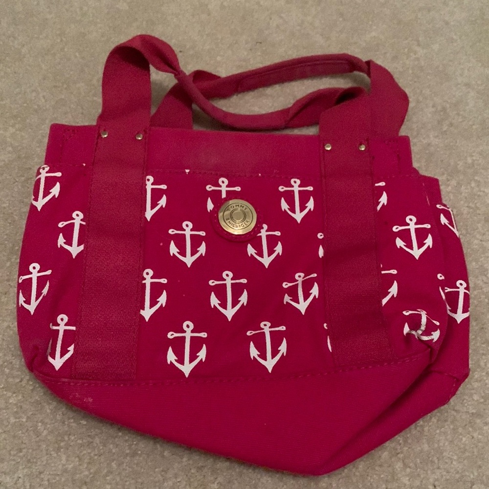 Tommy Hilfiger bright pink tote with white anchors
